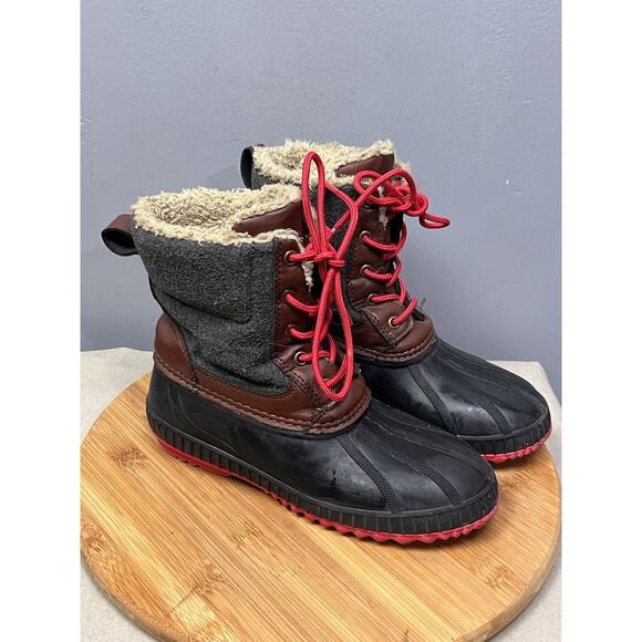 GAP Cozy Duck Boots Charcoal Gray Girls 3/4 Thinsulate‎ Faux Fleece Insole - Picture 1 of 8